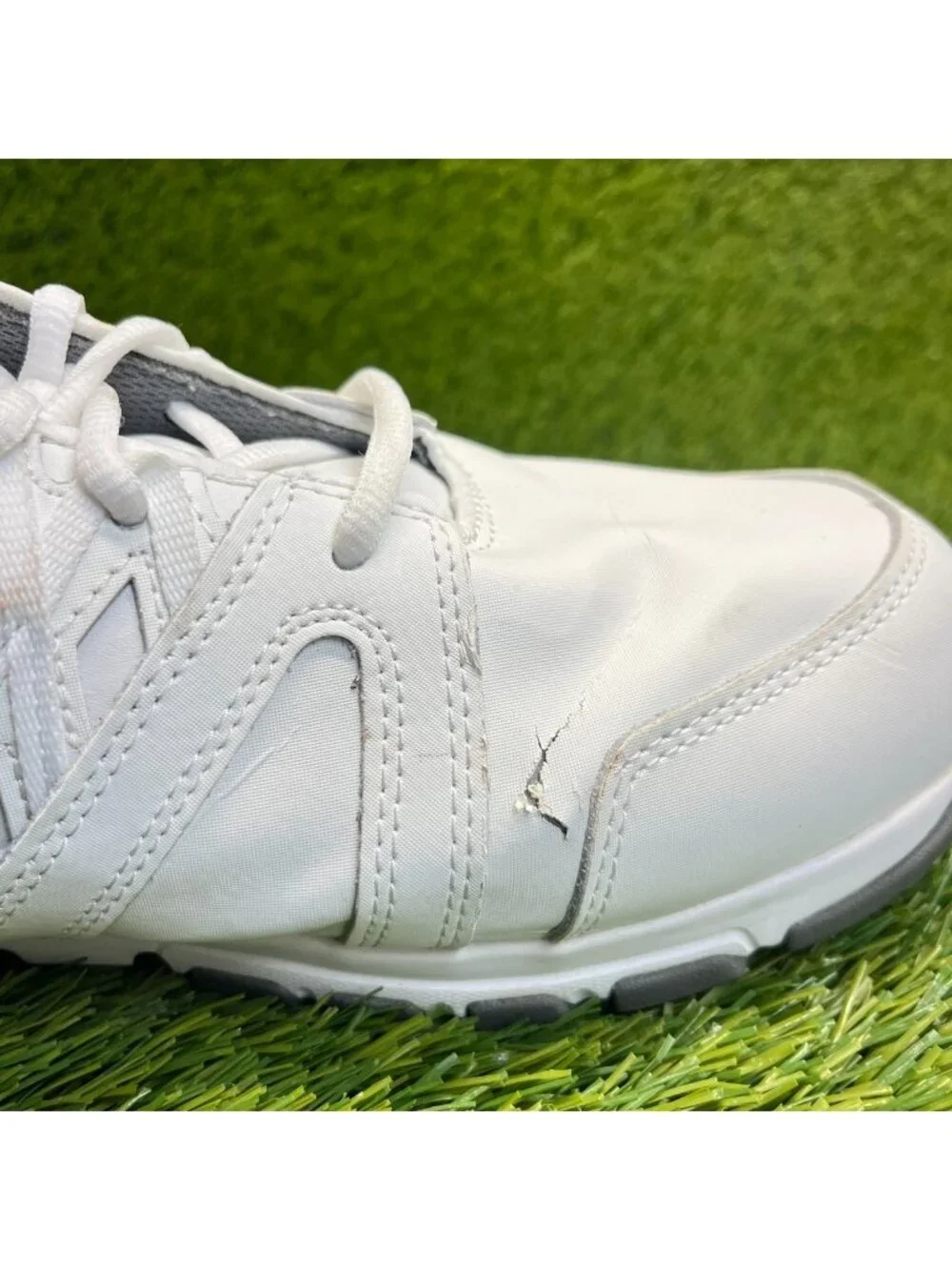 Reebok Sublite Mens Size 12 White Gray Leather Slip Resistant Safety Work Shoes